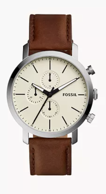 Horlogeband Fossil BQ2325 Leder Bruin 22mm